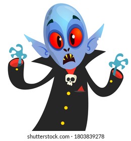 Cute cartoon vampire smiling. Vector illustration