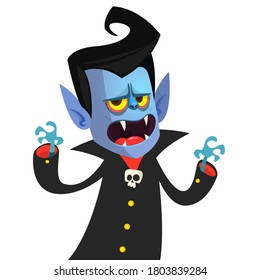 Cute cartoon vampire smiling. Vector illustration