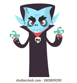 Pequeño vampiro caricaturista sonriendo. Ilustración del vector