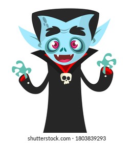 Cute cartoon vampire smiling. Vector illustration