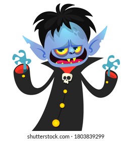 Cute cartoon vampire smiling. Vector illustration