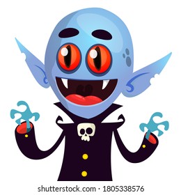 Cute cartoon vampire smiling. Vector illustration