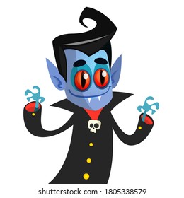 Cute cartoon vampire smiling. Vector illustration