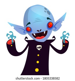 Pequeño vampiro caricaturista sonriendo. Ilustración del vector