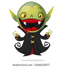 Cute cartoon vampire smiling. Vector illustration isolated. Halloween design.
