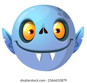 Cute cartoon vampire smiling. Vector illustration isolated. Halloween design.