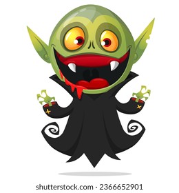 Cute cartoon vampire smiling. Vector illustration isolated. Halloween design.