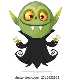 Cute cartoon vampire smiling. Vector illustration isolated. Halloween design.