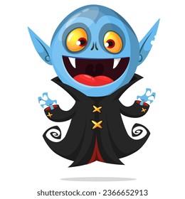 Cute cartoon vampire smiling. Vector illustration isolated. Halloween design.