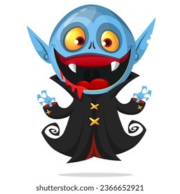 Cute cartoon vampire smiling. Vector illustration isolated. Halloween design.