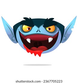 Cute cartoon vampire smiling. Vector illustration isolated. Halloween design.