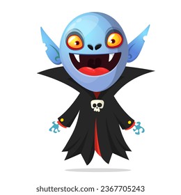 Cute cartoon vampire smiling. Vector illustration isolated. Halloween design.