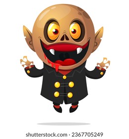 Pequeño vampiro caricaturista sonriendo. Ilustración vectorial aislada. Diseño de Halloween.