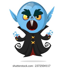 Cute cartoon vampire smiling. Vector illustration isolated. Halloween design.
