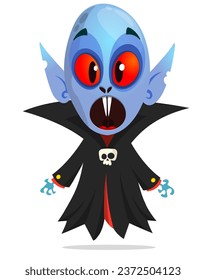Pequeño vampiro caricaturista sonriendo. Ilustración vectorial aislada. Diseño de Halloween.