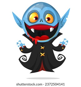 Cute cartoon vampire smiling. Vector illustration isolated. Halloween design.