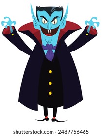 Cute cartoon vampire smiling. Vector illustration isolated. Halloween design.