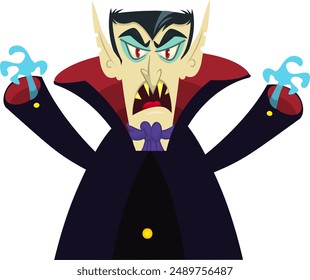 Cute cartoon vampire smiling. Vector illustration isolated. Halloween design.