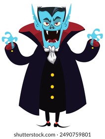 Cute cartoon vampire smiling. Vector illustration isolated. Halloween design.
