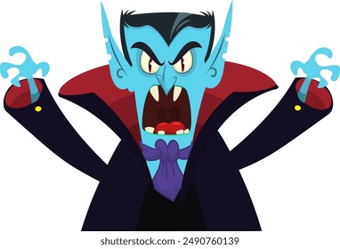 Cute cartoon vampire smiling. Vector illustration isolated. Halloween design.