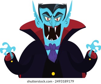 Cute cartoon vampire smiling. Vector illustration isolated. Halloween design.