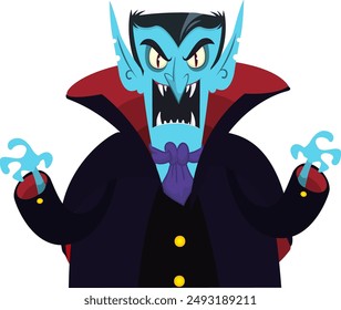Cute cartoon vampire smiling. Vector illustration isolated. Halloween design.
