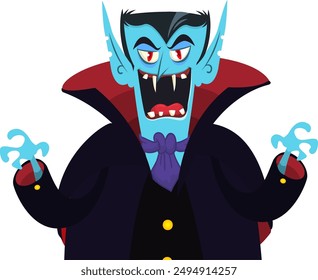 Lindo vampiro de dibujos animados sonriendo. Ilustración vectorial aislada. Diseño de Halloween.