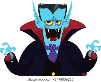 Lindo vampiro de dibujos animados sonriendo. Ilustración vectorial aislada. Diseño de Halloween.