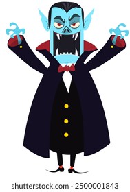 Cute cartoon vampire smiling. Vector illustration isolated. Halloween design.