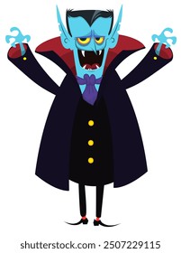 Netter Cartoon-Vampir lächelnd. Vektorgrafik einzeln. Halloween-Design.