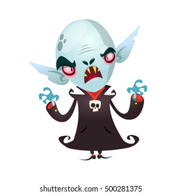 Cute cartoon vampire smiling. Vector illustration