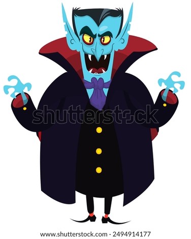 Cute cartoon vampire smiling. Vector illustration isolated. Halloween design.