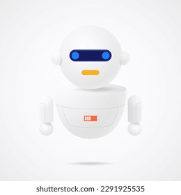 Cute cartoon vector 3d robot isolated on white background.