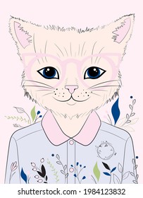 Cute cartoon vector animals greeting postcard