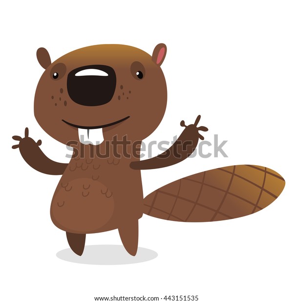 Cute Cartoon Vector Beaver Waving His Stock Vector (Royalty Free) 443151535