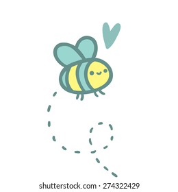 cute cartoon vector bee illustration