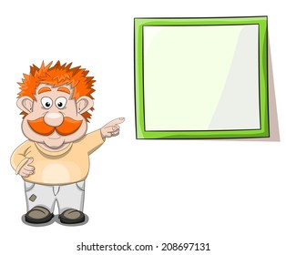 Cute cartoon vector brownie with frame for text, isolated on wh