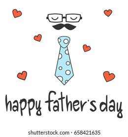 cute cartoon vector card with tie for father's day 