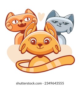 Cute cartoon vector cats on the theme of Halloween.