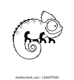 Cute Cartoon Vector Chameleon