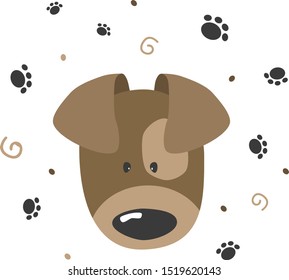 Cute cartoon vector character dog. Baby vector print with cute dog.