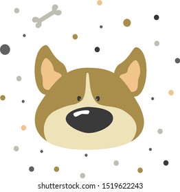 Cute cartoon vector character dog. Baby vector print with cute dog.