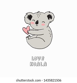 Cute Cartoon Vektorgrafik koala. Babydusche, Vektorgrafik mit süßem Koala