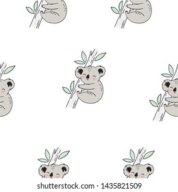 Cute Cartoon Vektorgrafik koala. Baby Shower Vektor nahtlos Muster mit süßer Koala