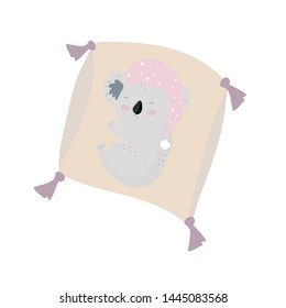 Cute cartoon vector character koala. Baby Shower vector print with cute koala