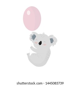 Cute cartoon vector character koala. Baby Shower vector print with cute koala