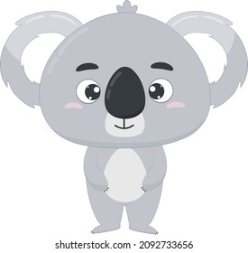 Personaje portador de dibujos animados kala. La koala australiana sobre el fondo blanco