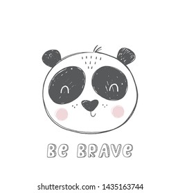 Cute cartoon vector character Panda. Baby Shower vector print with cute Panda