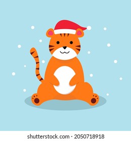 Cute cartoon vector Christmas tiger