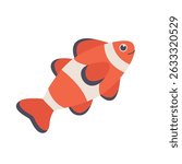A cute cartoon vector Clown Fish on isolated white background